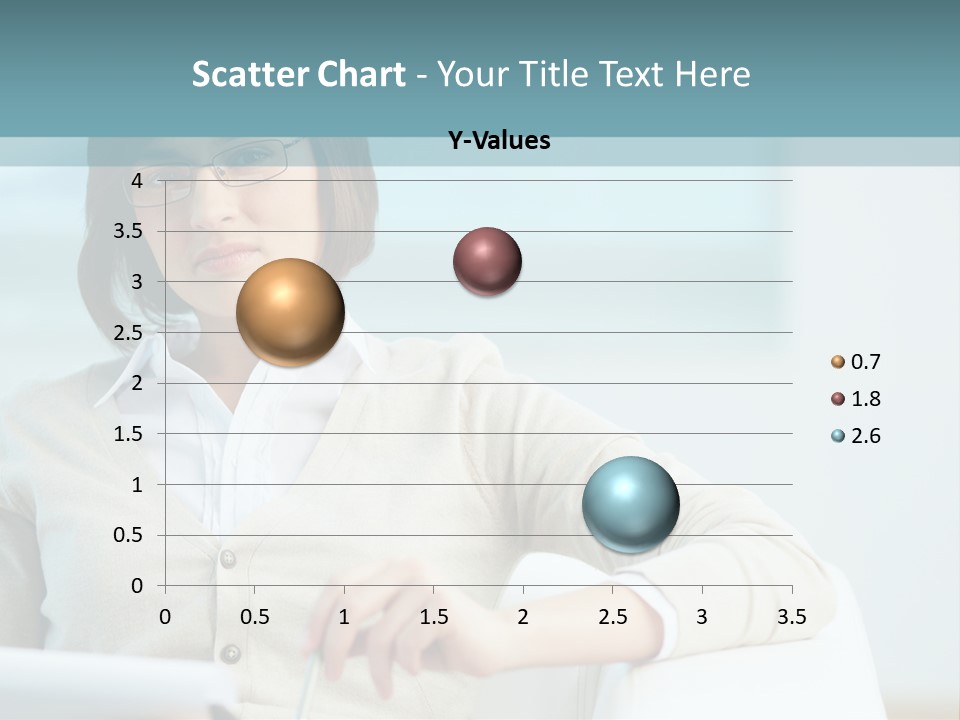 A Woman Sitting At A Desk In Front Of A Laptop Computer PowerPoint Template