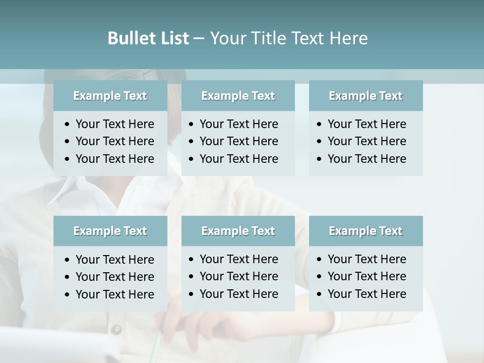 A Woman Sitting At A Desk In Front Of A Laptop Computer PowerPoint Template