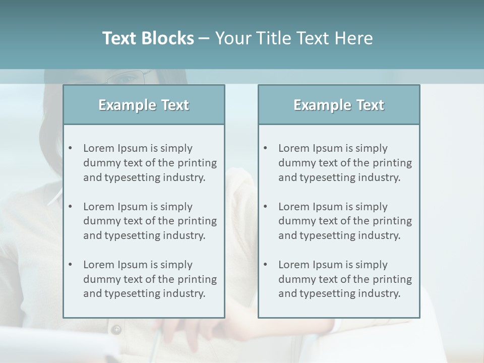 A Woman Sitting At A Desk In Front Of A Laptop Computer PowerPoint Template