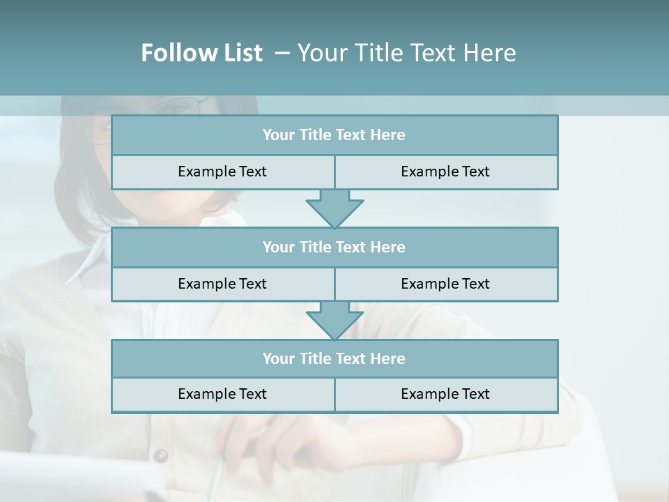 A Woman Sitting At A Desk In Front Of A Laptop Computer PowerPoint Template