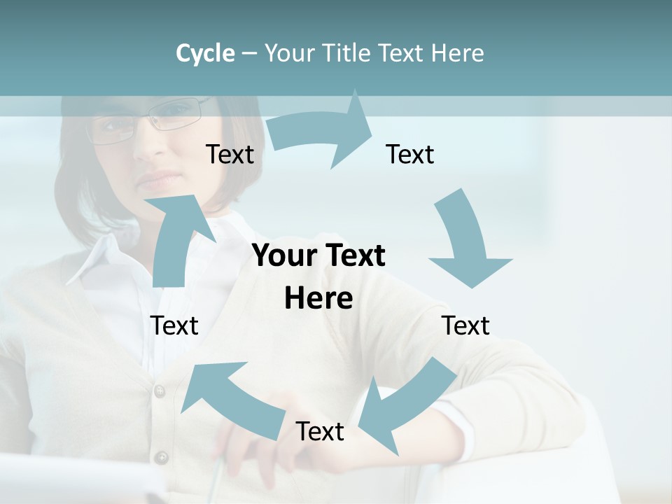 A Woman Sitting At A Desk In Front Of A Laptop Computer PowerPoint Template