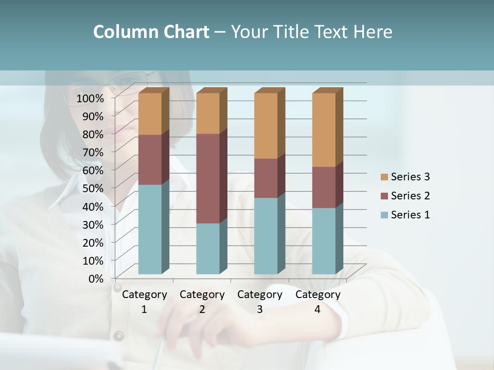 A Woman Sitting At A Desk In Front Of A Laptop Computer PowerPoint Template
