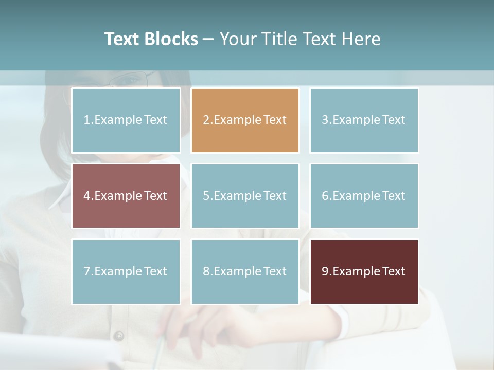 A Woman Sitting At A Desk In Front Of A Laptop Computer PowerPoint Template