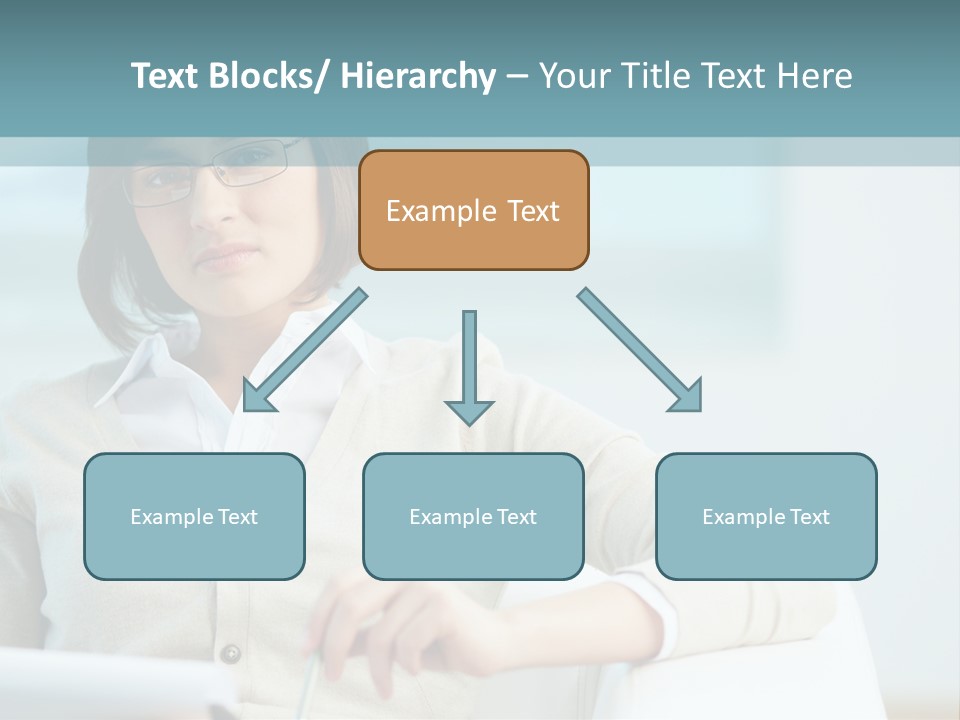 A Woman Sitting At A Desk In Front Of A Laptop Computer PowerPoint Template