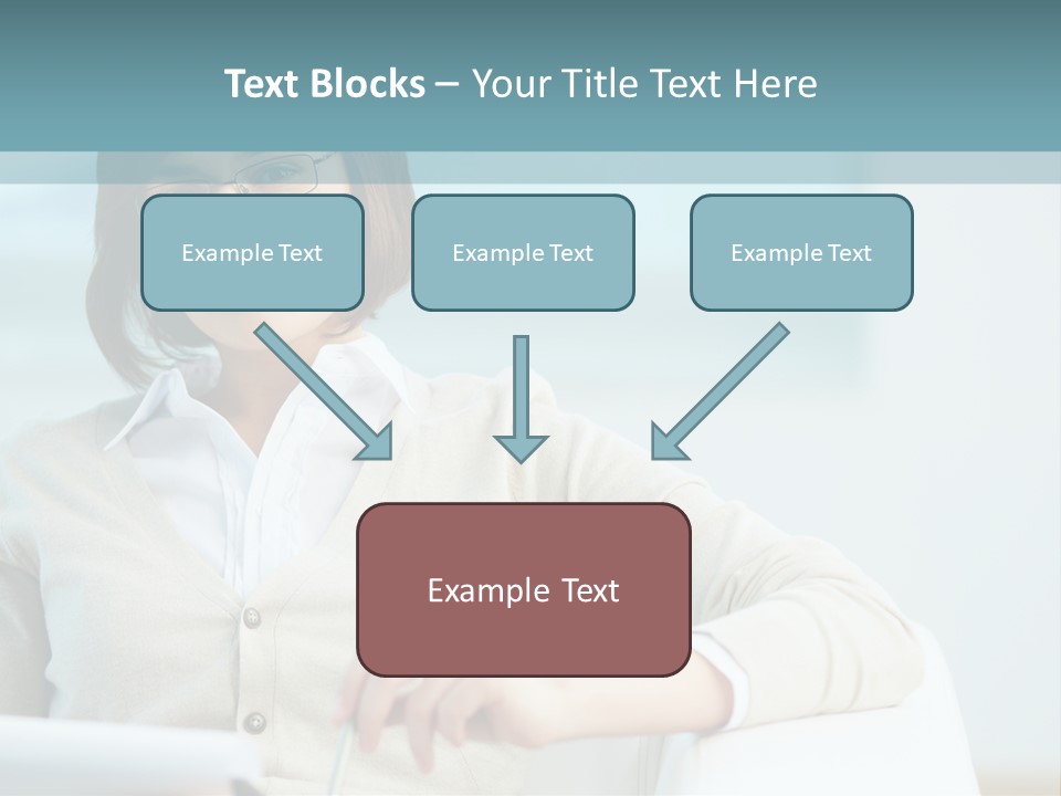 A Woman Sitting At A Desk In Front Of A Laptop Computer PowerPoint Template