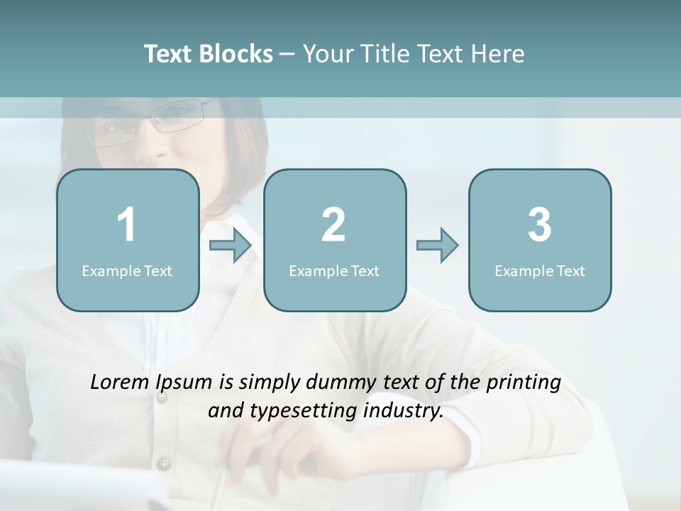 A Woman Sitting At A Desk In Front Of A Laptop Computer PowerPoint Template