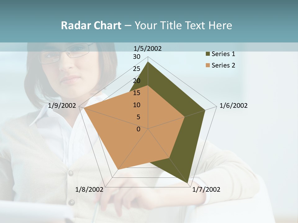 A Woman Sitting At A Desk In Front Of A Laptop Computer PowerPoint Template