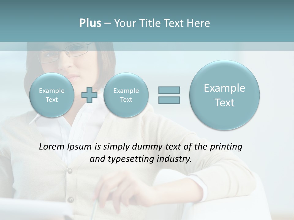 A Woman Sitting At A Desk In Front Of A Laptop Computer PowerPoint Template