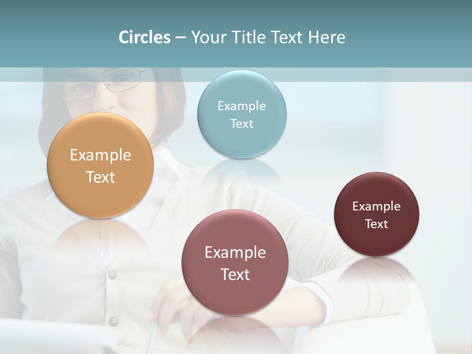 A Woman Sitting At A Desk In Front Of A Laptop Computer PowerPoint Template