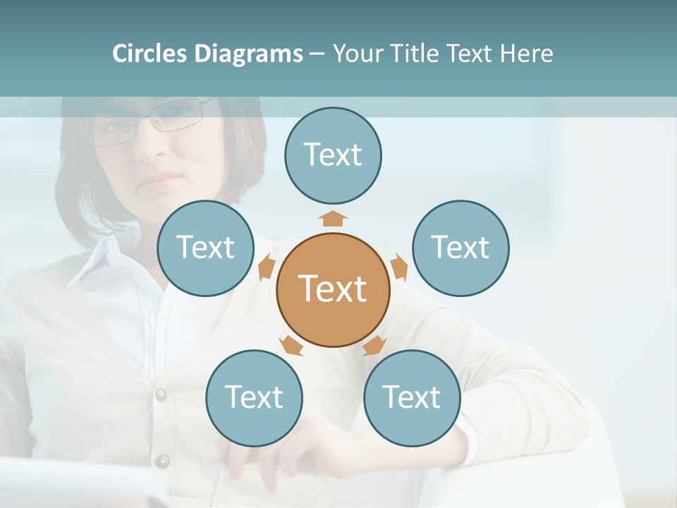 A Woman Sitting At A Desk In Front Of A Laptop Computer PowerPoint Template