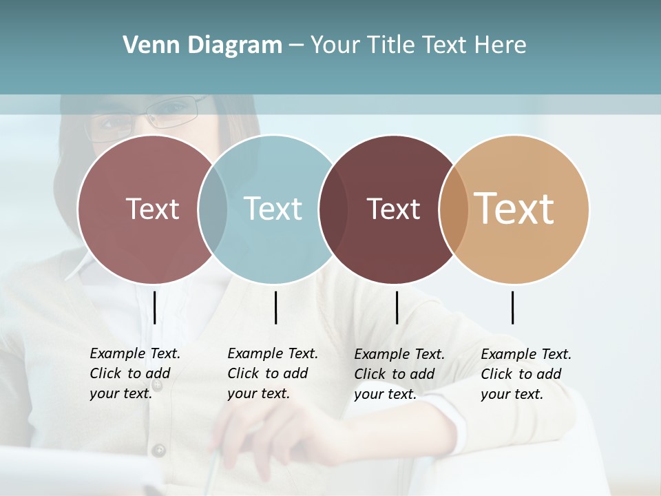 A Woman Sitting At A Desk In Front Of A Laptop Computer PowerPoint Template