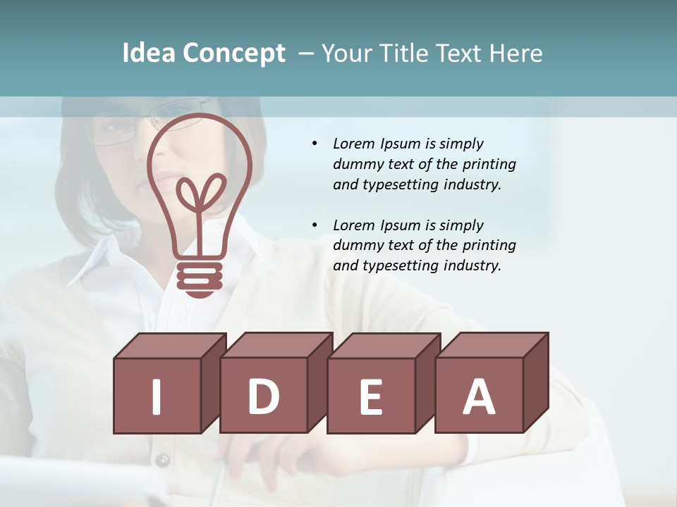 A Woman Sitting At A Desk In Front Of A Laptop Computer PowerPoint Template