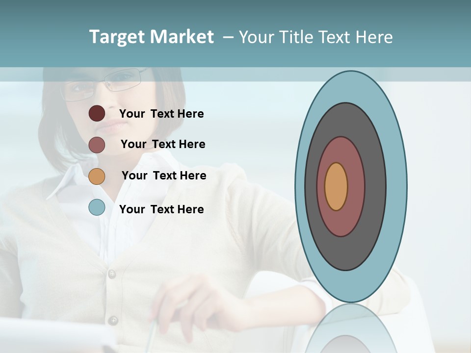 A Woman Sitting At A Desk In Front Of A Laptop Computer PowerPoint Template