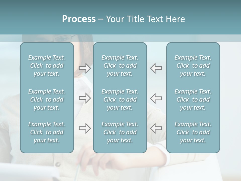 A Woman Sitting At A Desk In Front Of A Laptop Computer PowerPoint Template