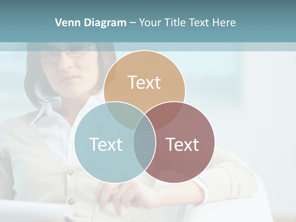 A Woman Sitting At A Desk In Front Of A Laptop Computer PowerPoint Template