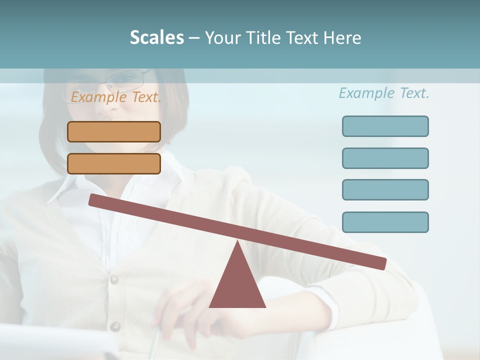 A Woman Sitting At A Desk In Front Of A Laptop Computer PowerPoint Template