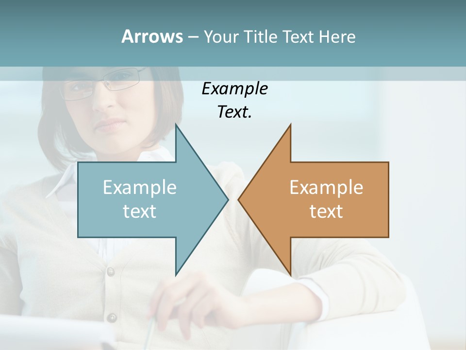 A Woman Sitting At A Desk In Front Of A Laptop Computer PowerPoint Template