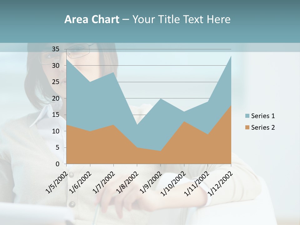 A Woman Sitting At A Desk In Front Of A Laptop Computer PowerPoint Template