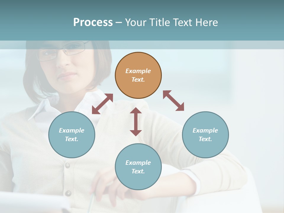 A Woman Sitting At A Desk In Front Of A Laptop Computer PowerPoint Template