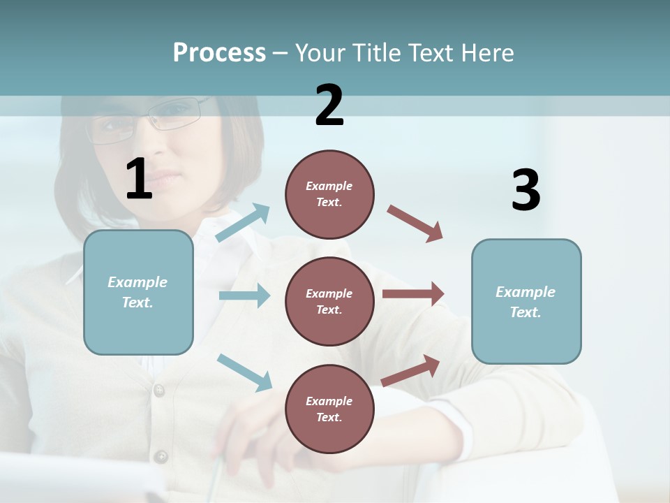 A Woman Sitting At A Desk In Front Of A Laptop Computer PowerPoint Template