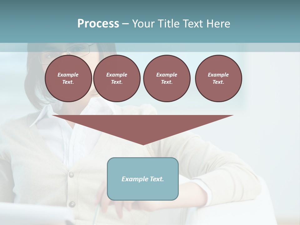 A Woman Sitting At A Desk In Front Of A Laptop Computer PowerPoint Template