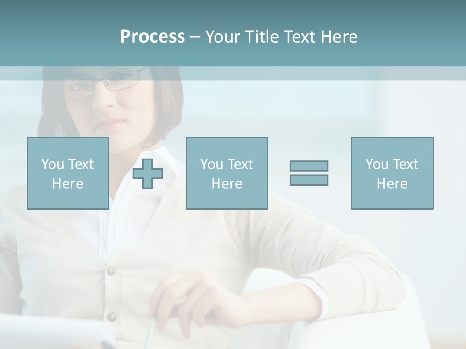 A Woman Sitting At A Desk In Front Of A Laptop Computer PowerPoint Template