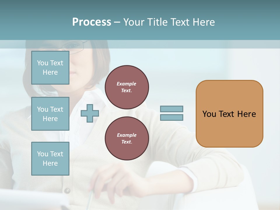 A Woman Sitting At A Desk In Front Of A Laptop Computer PowerPoint Template
