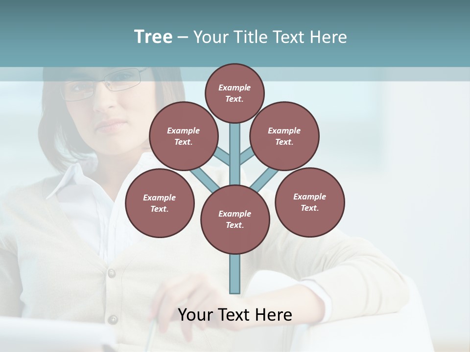 A Woman Sitting At A Desk In Front Of A Laptop Computer PowerPoint Template