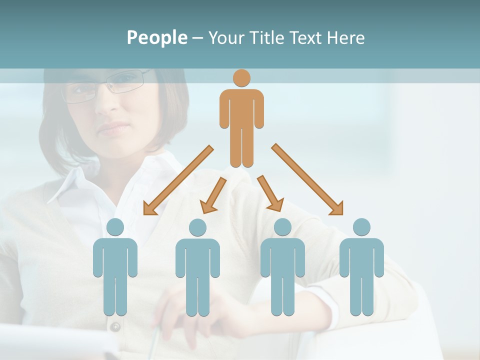 A Woman Sitting At A Desk In Front Of A Laptop Computer PowerPoint Template