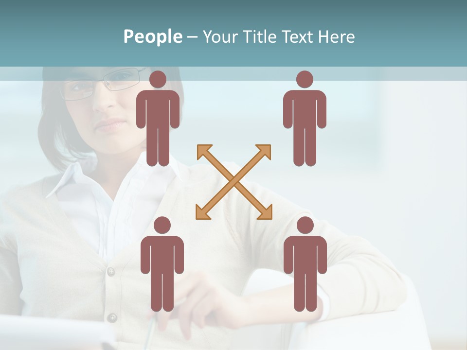 A Woman Sitting At A Desk In Front Of A Laptop Computer PowerPoint Template