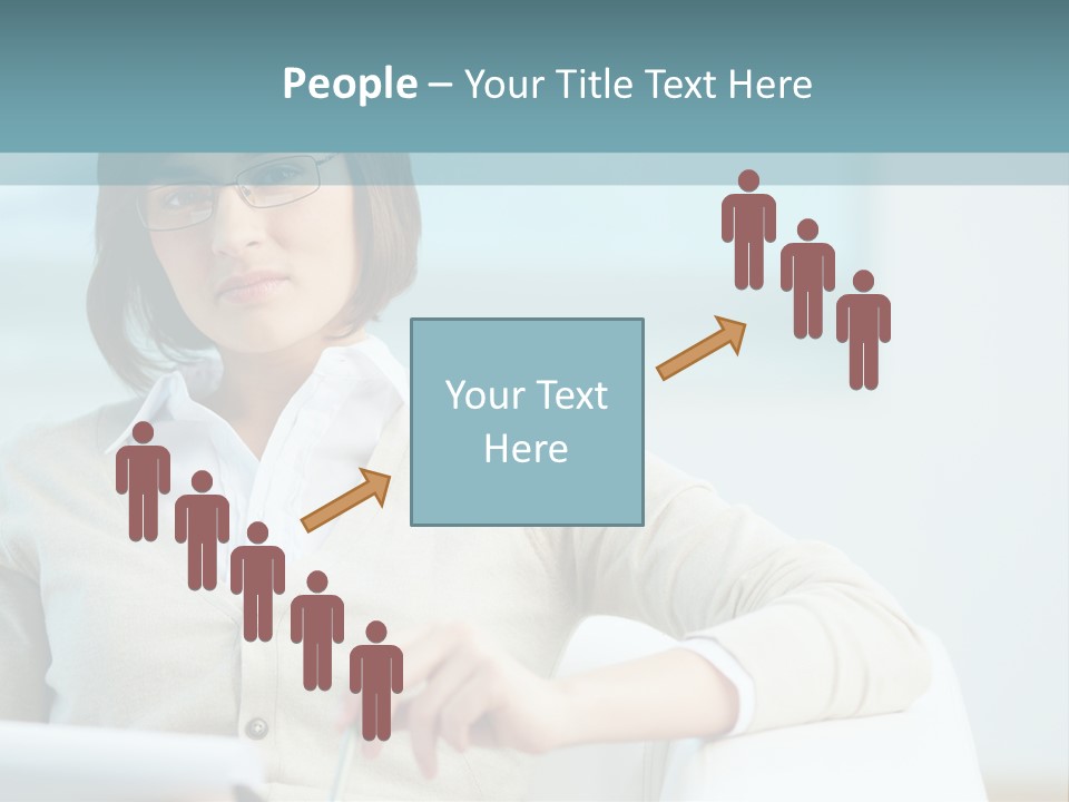 A Woman Sitting At A Desk In Front Of A Laptop Computer PowerPoint Template