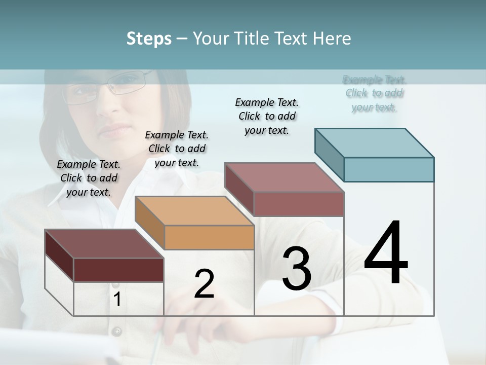 A Woman Sitting At A Desk In Front Of A Laptop Computer PowerPoint Template