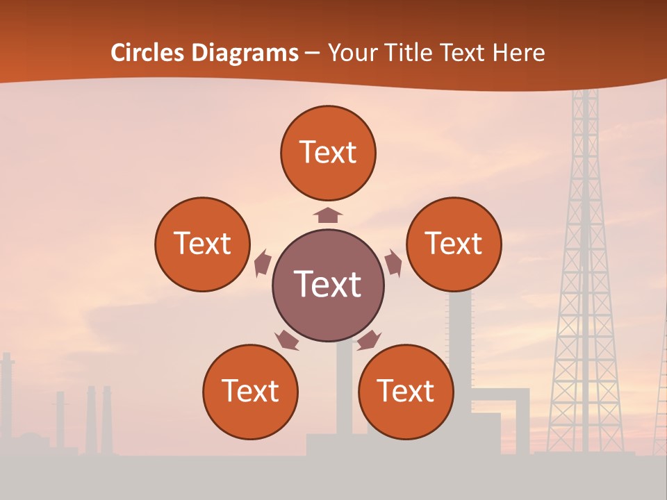 A Power Plant With A Sunset In The Background PowerPoint Template