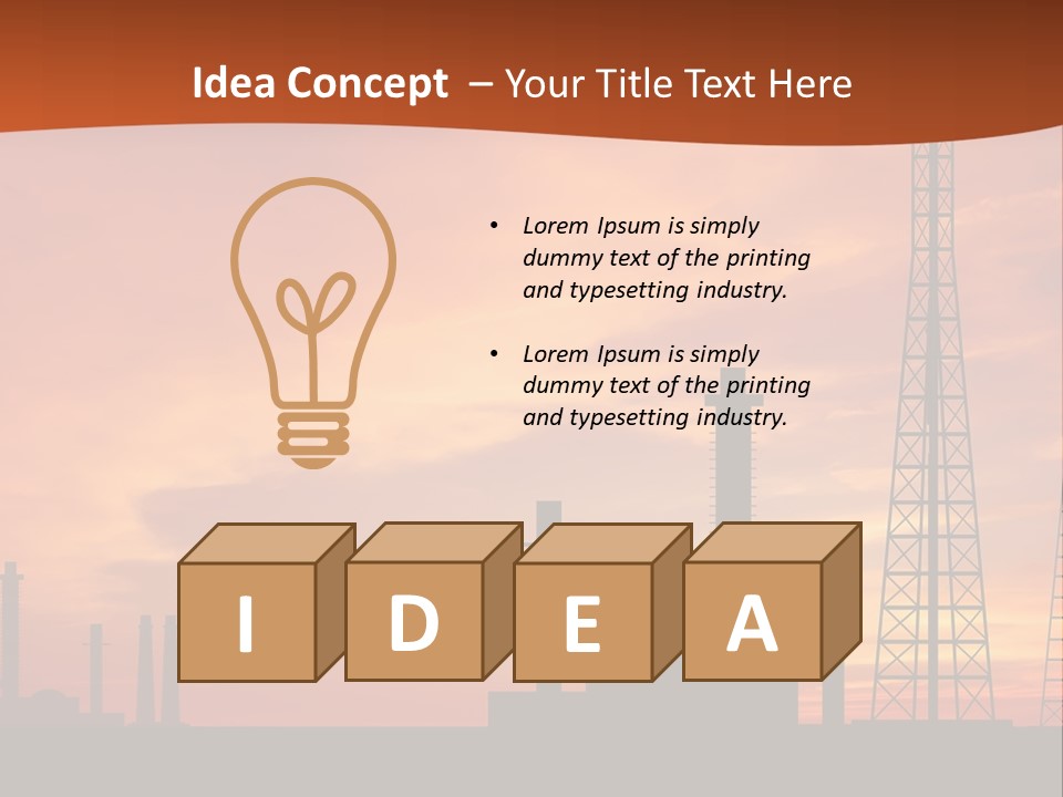 A Power Plant With A Sunset In The Background PowerPoint Template