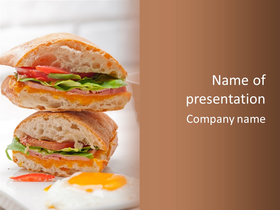 A Couple Of Sandwiches Sitting On Top Of A White Plate PowerPoint Template