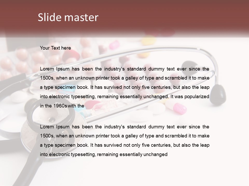 A Medical Powerpoint Presentation With Pills And A Stethoscope PowerPoint Template