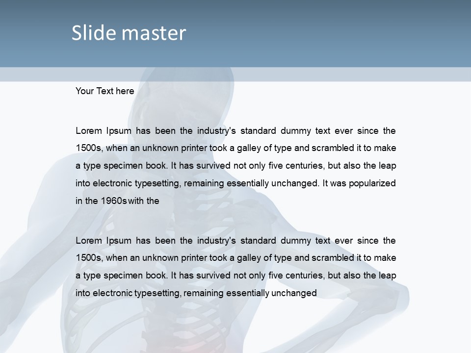 A Skeleton Holding His Back In Pain Powerpoint Presentation PowerPoint Template
