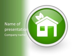 A Green Button With A House On It PowerPoint Template