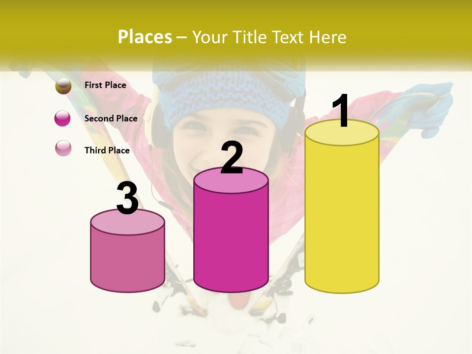 A Young Girl Wearing Skis And Holding Ski Poles PowerPoint Template