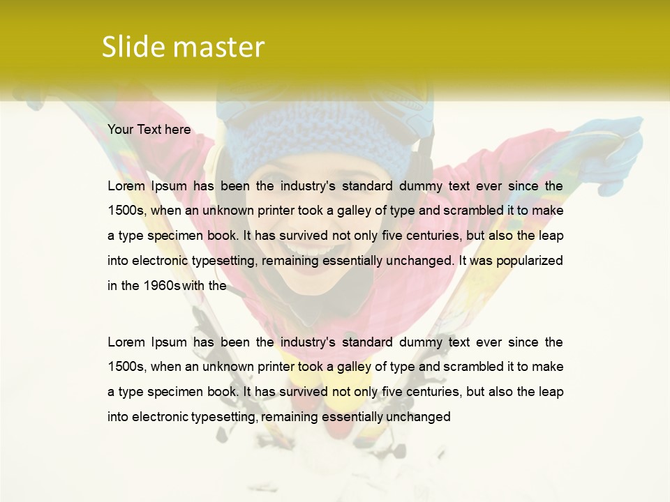 A Young Girl Wearing Skis And Holding Ski Poles PowerPoint Template