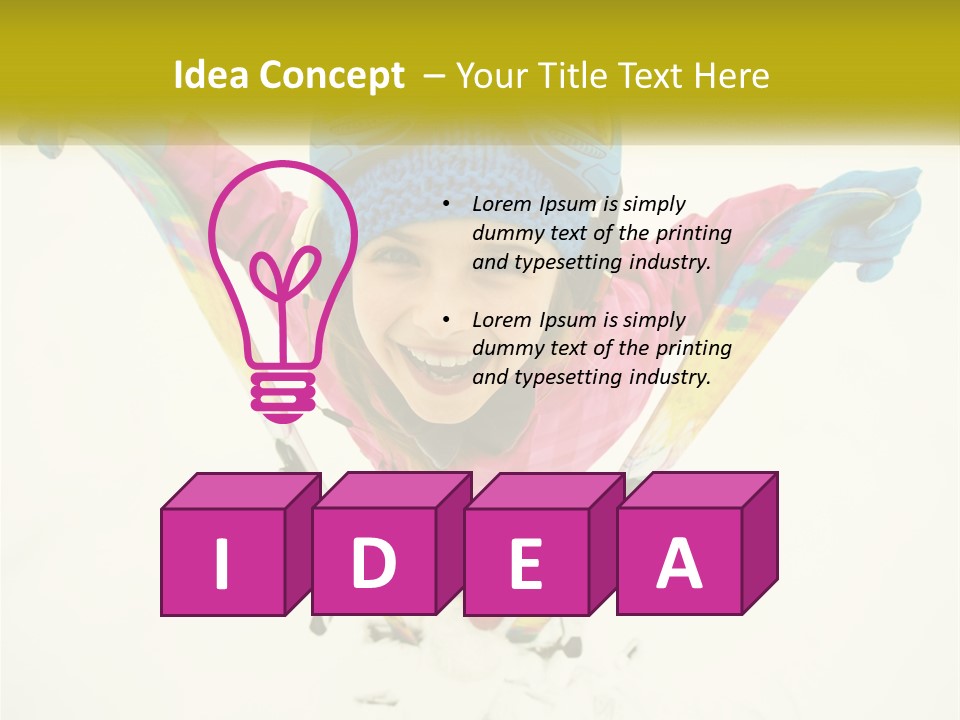 A Young Girl Wearing Skis And Holding Ski Poles PowerPoint Template