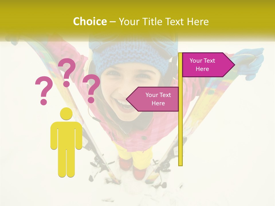 A Young Girl Wearing Skis And Holding Ski Poles PowerPoint Template