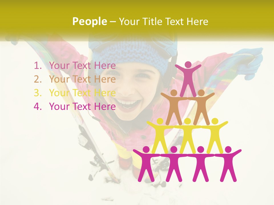 A Young Girl Wearing Skis And Holding Ski Poles PowerPoint Template