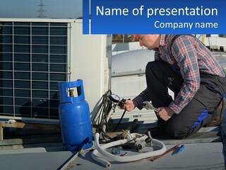 A Man Working On The Roof Of A Building PowerPoint Template
