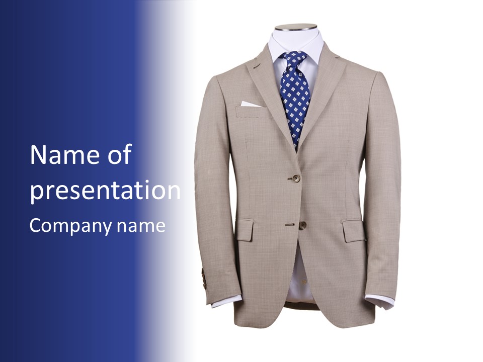 A Suit And Tie On A White And Blue Background PowerPoint Template