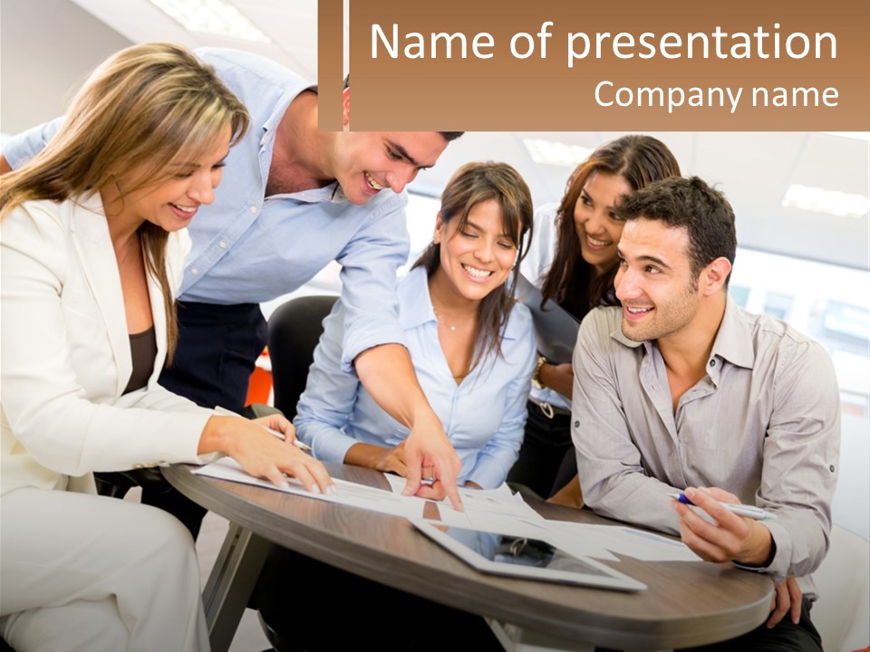 A Group Of People Are Gathered Around A Table PowerPoint Template