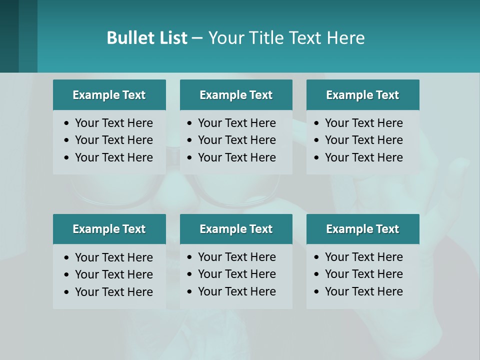 A Woman Holding Up A Pair Of Glasses To Her Face PowerPoint Template