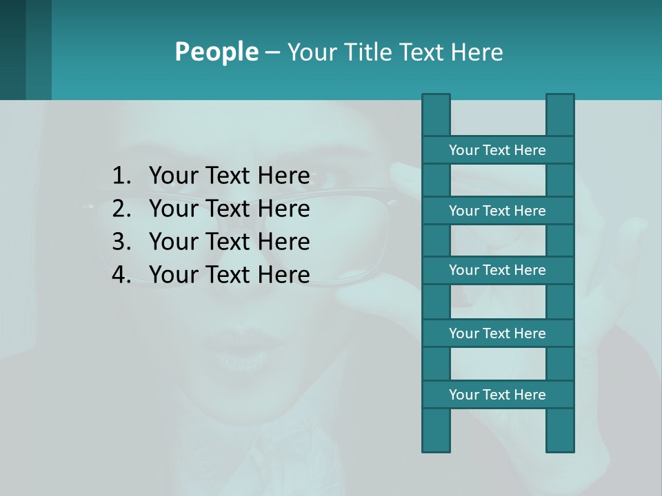 A Woman Holding Up A Pair Of Glasses To Her Face PowerPoint Template