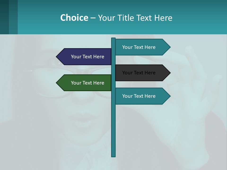 A Woman Holding Up A Pair Of Glasses To Her Face PowerPoint Template