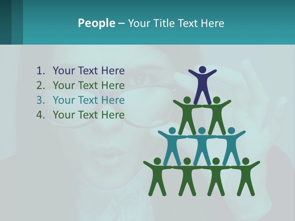 A Woman Holding Up A Pair Of Glasses To Her Face PowerPoint Template